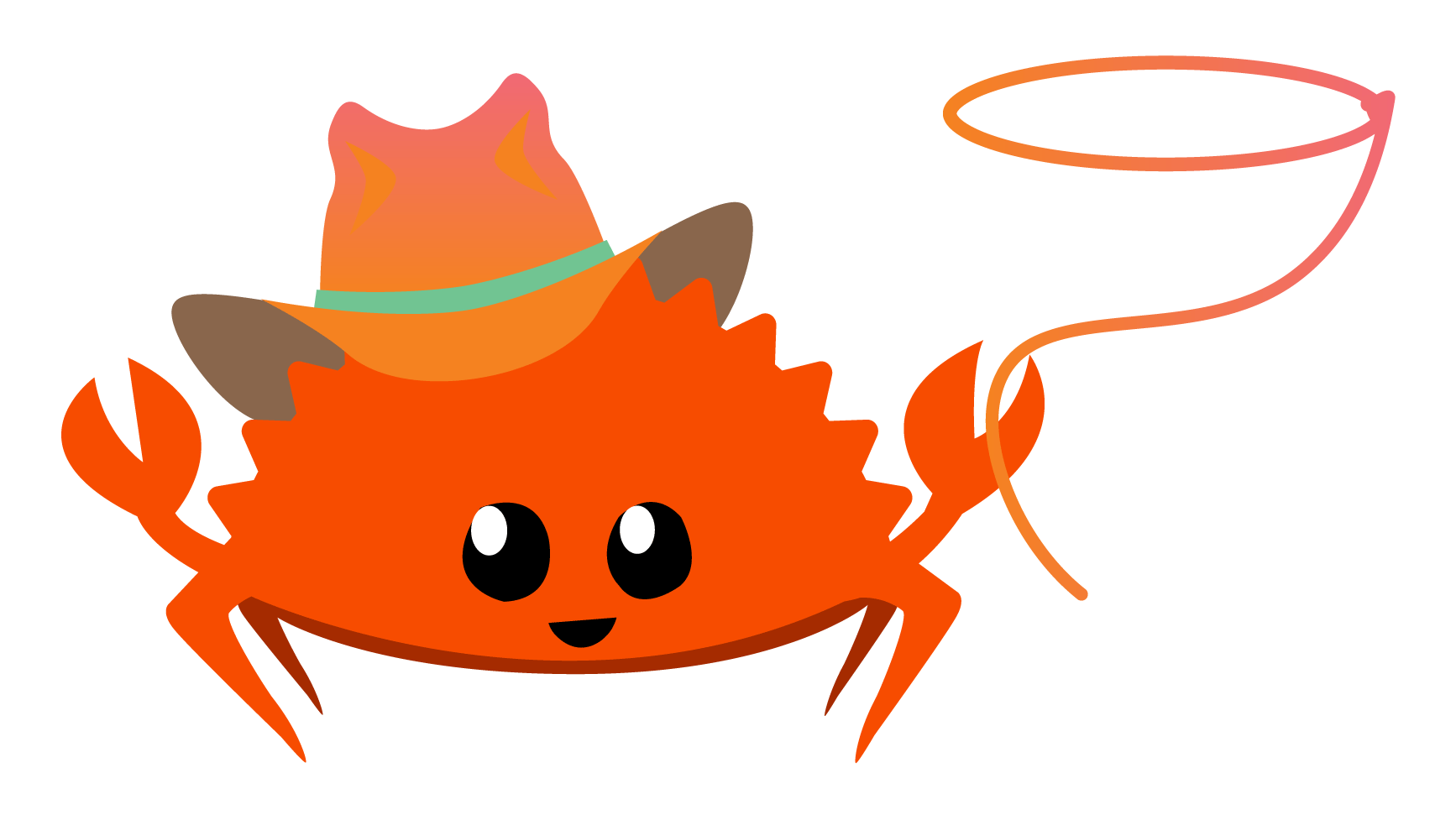 a happy crab is wearing a cowboy hat and holding a lasso. 200 success.
